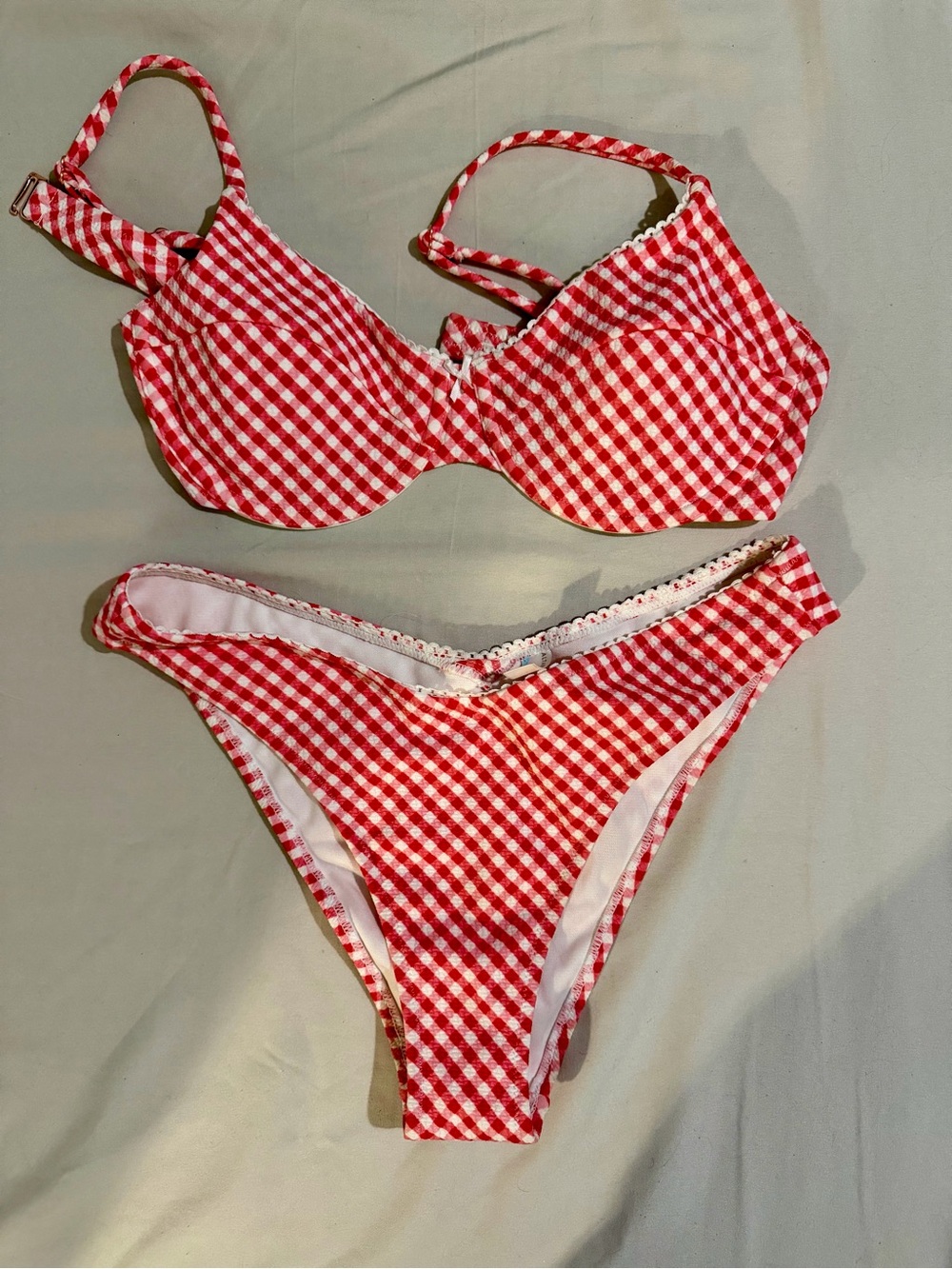 Altar'd State Red and White Gingham Bikini Set